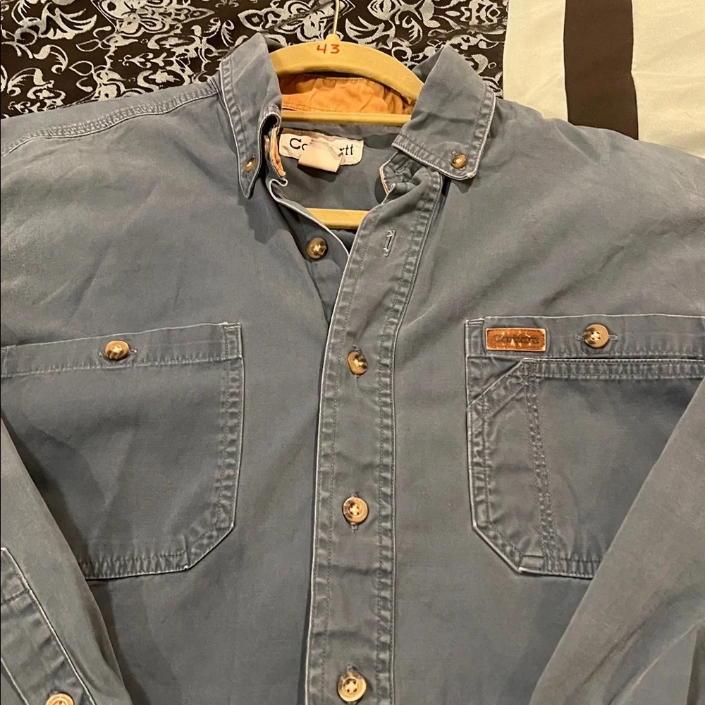 Carhartt Men's Casual Blue Button Down Shirt, nice, size small - Picture 3 of 6